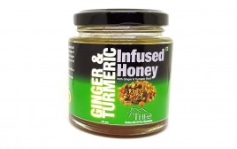 Theo Organics Ginger & Turmeric Infused Honey   Glass Jar  200 grams